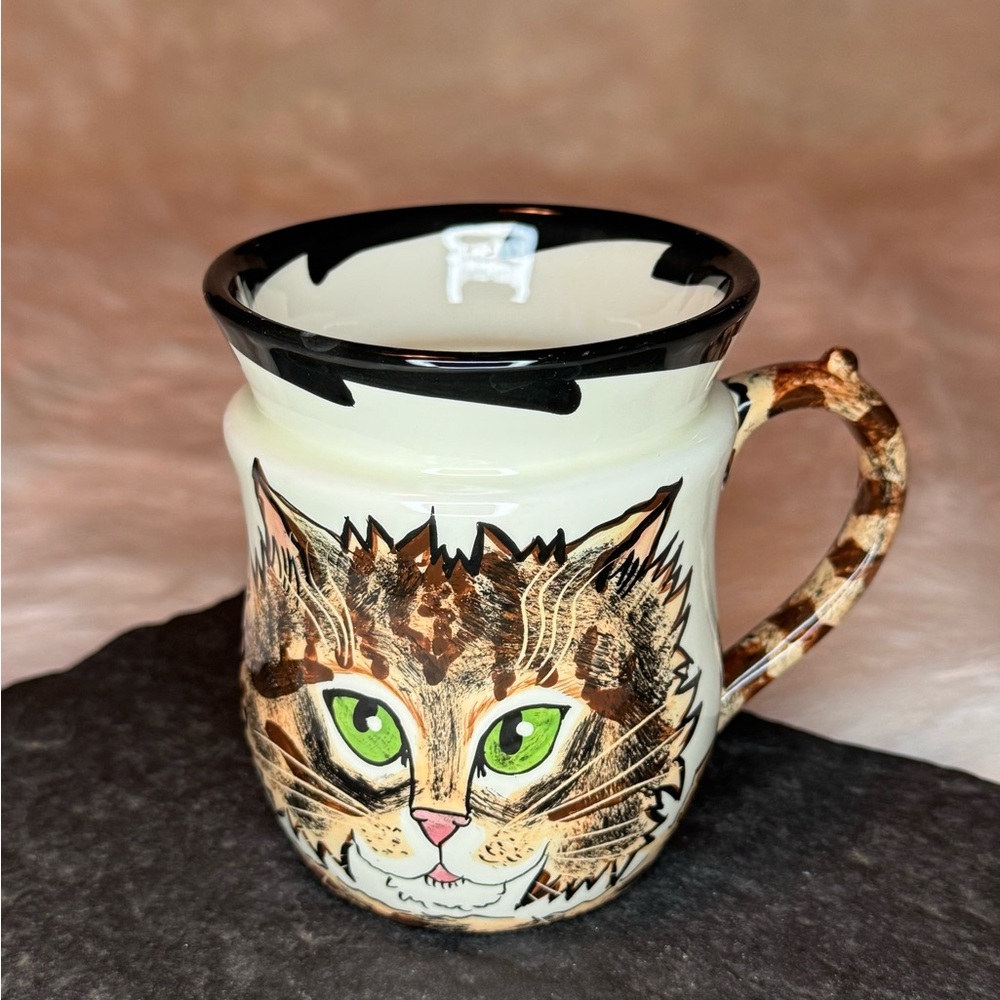 Hand-Painted Cat’s by Nina Lyman Ceramic Mug cat lover must have
